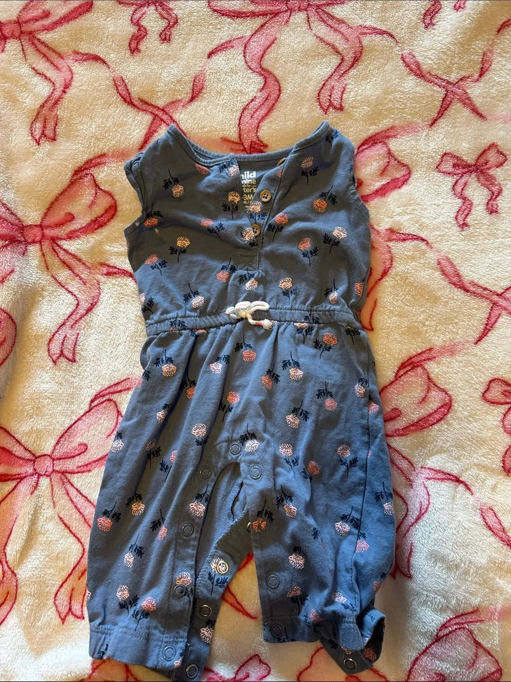Carter's Slate Blue Floral Baby Romper